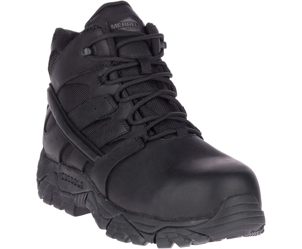 Kozaki Merrell Damskie Czarne - Moab 2 Mid Tactical Response Waterproof Comp Toe Work - 129086-ZIR